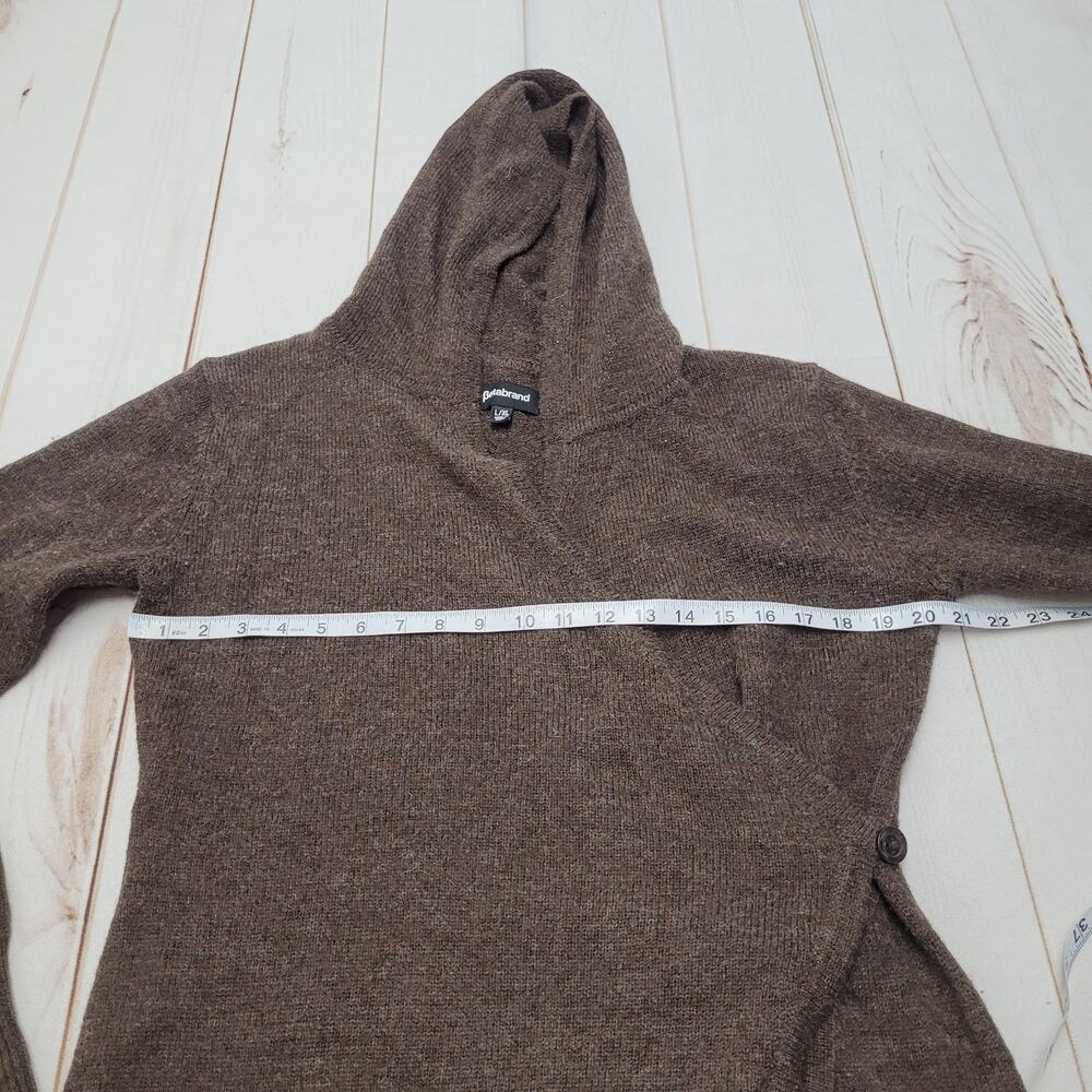 Betabrand brown wool alpaca wrap hooded sweater asymmetrical lagenlook - Picture 5 of 9